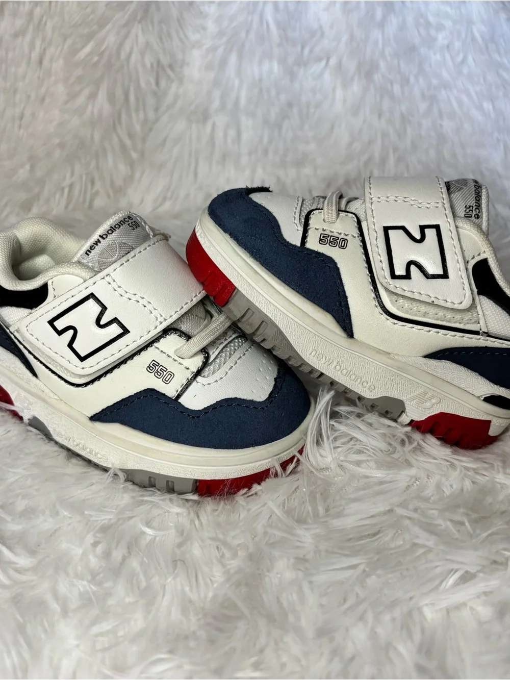 New Balance 550 TD Navy Red White Toddler Sneakers Size 4 Velcro